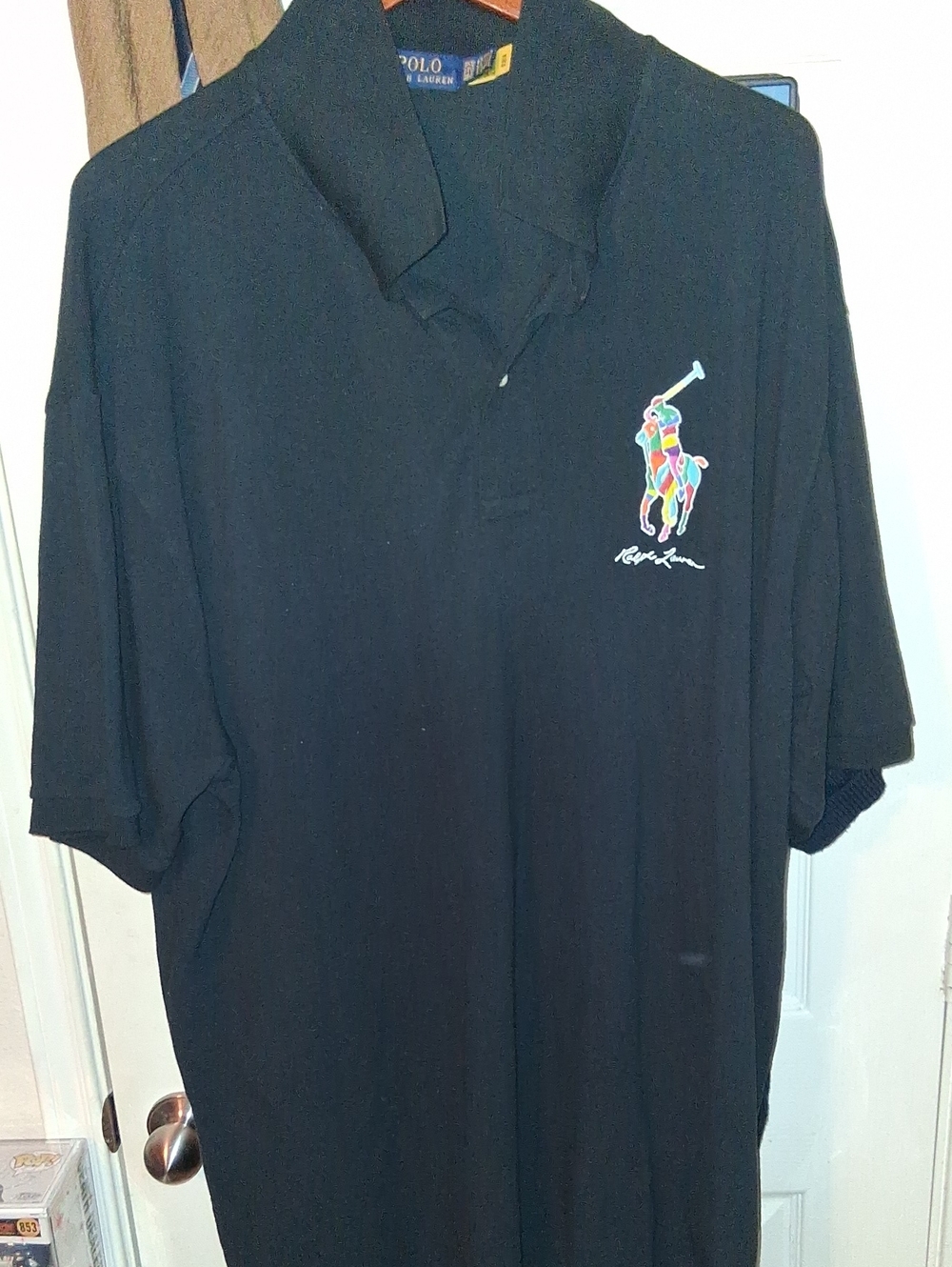 Polo by Ralph Lauren Black Short-Sleeve Polo Rainbow Pony Embroidery Mens 3XB